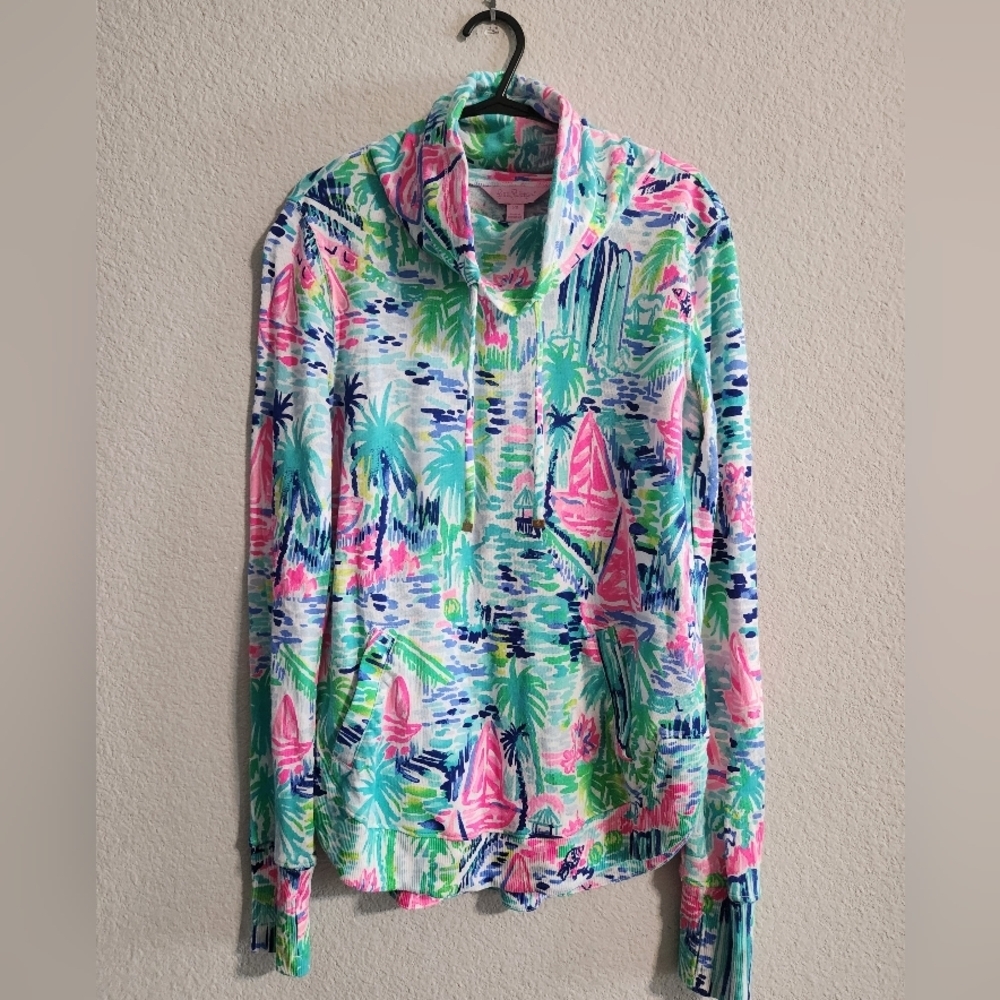 Lilly Pulitzer Salt in the Air Pullover Sweatshirt Sailboat Print size xs